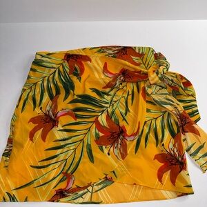 Vibrant Floral Wrap Mini Skirt
